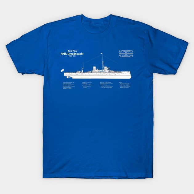 HMS Dreadnought ship plans -ABD T-Shirt by SPJE Illustration Photography